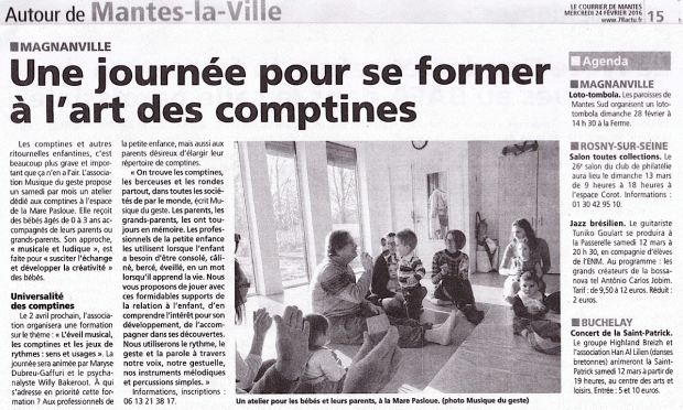 Journée comptines Courrier de Mantes février 2016